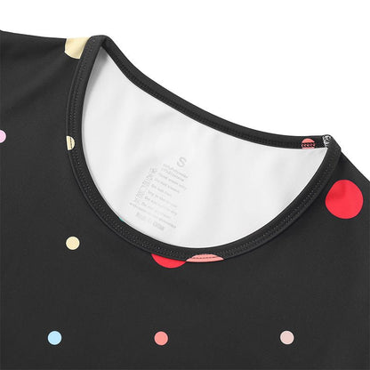 Landofgenie Men Print Onesie Snap Crotch - Black Polka dot - landofgenie