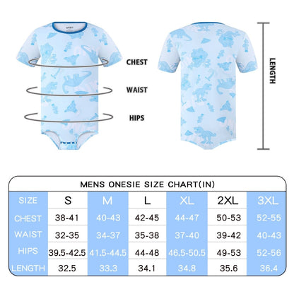 Landofgenie Men Print Onesie Snap Crotch - Dinosaur - landofgenie