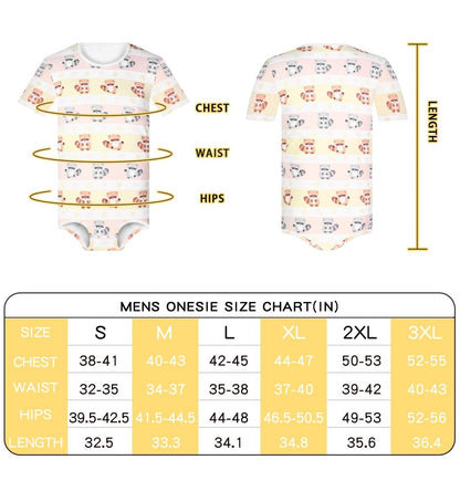 Landofgenie Men Print Onesie Snap Crotch - Raccoon - landofgenie