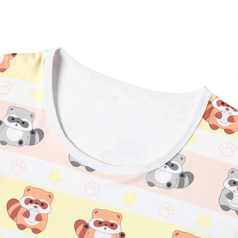 Landofgenie Men Print Onesie Snap Crotch - Raccoon - landofgenie