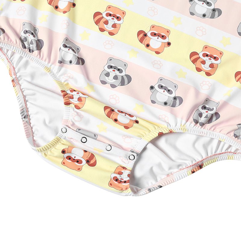 Landofgenie Men Print Onesie Snap Crotch - Raccoon - landofgenie