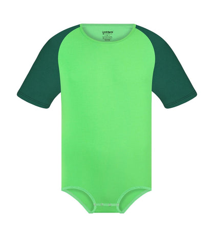 Landofgenie Men Raglan Sleeve Design Bodysuit - Green - landofgenie