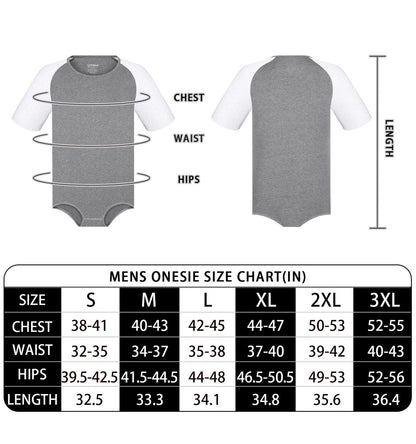 Landofgenie Men Raglan Sleeve Design Bodysuit -Grey - landofgenie