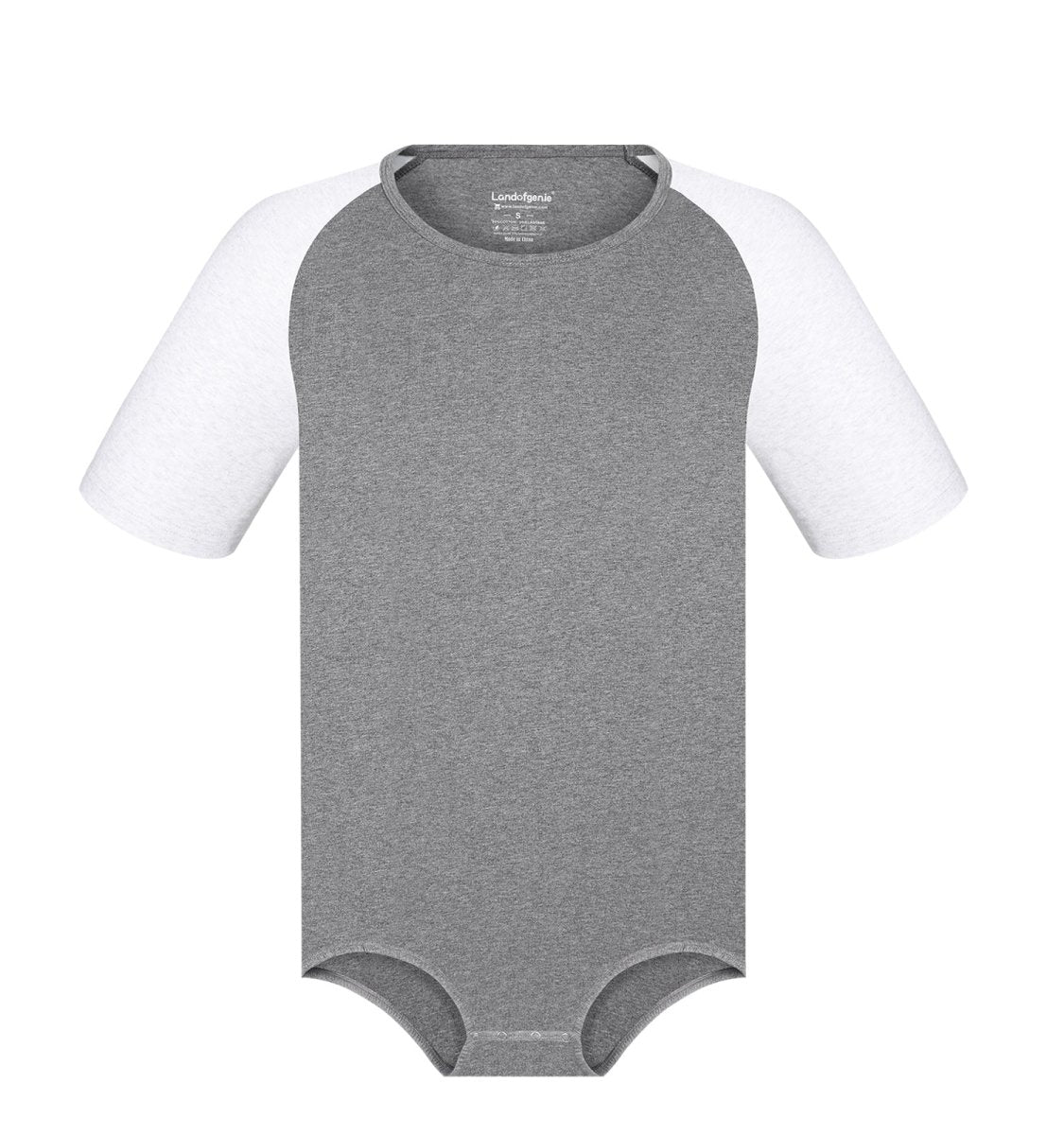 Landofgenie Men Raglan Sleeve Design Bodysuit -Grey - landofgenie