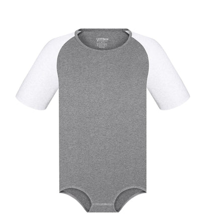 Landofgenie Men Raglan Sleeve Design Bodysuit -Grey - landofgenie