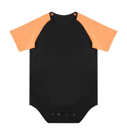 Landofgenie Men Raglan Sleeve Design Bodysuit - Orange - landofgenie