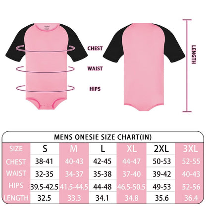 Landofgenie Men Raglan Sleeve Design Bodysuit - Pink - landofgenie