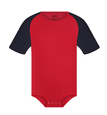 Landofgenie Men Raglan Sleeve Design Bodysuit - Red - landofgenie
