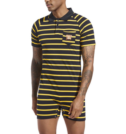 Landofgenie Men Short Sleeve Romper One Piece Pajamas - Black Bear - landofgenie