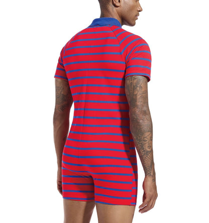Landofgenie Men Short Sleeve Romper One Piece Pajamas - Red Bear - landofgenie