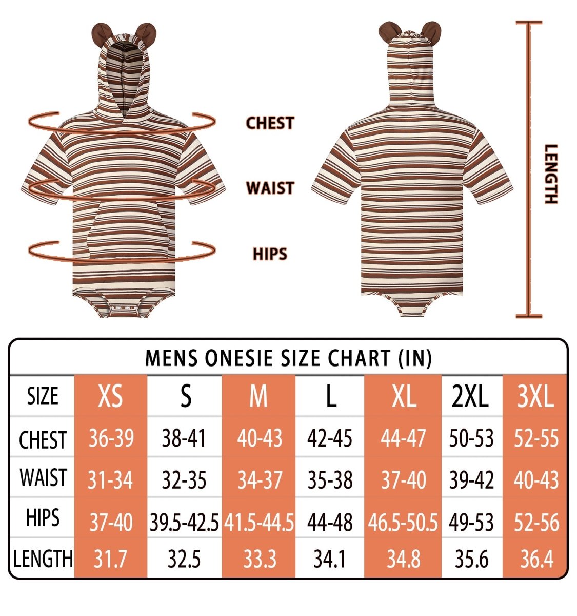 Landofgenie Men Thicker Cotton Onesie with Cap - Brown Color - landofgenie