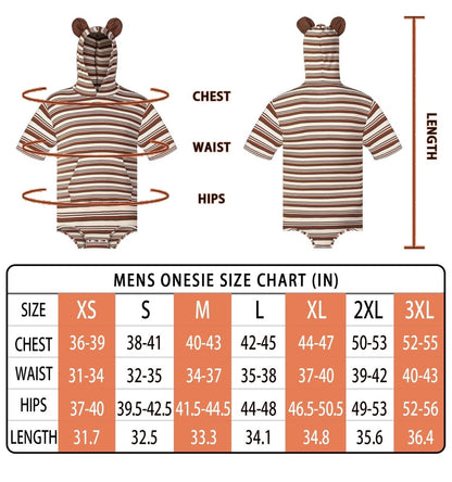 Landofgenie Men Thicker Cotton Onesie with Cap - Brown Color - landofgenie