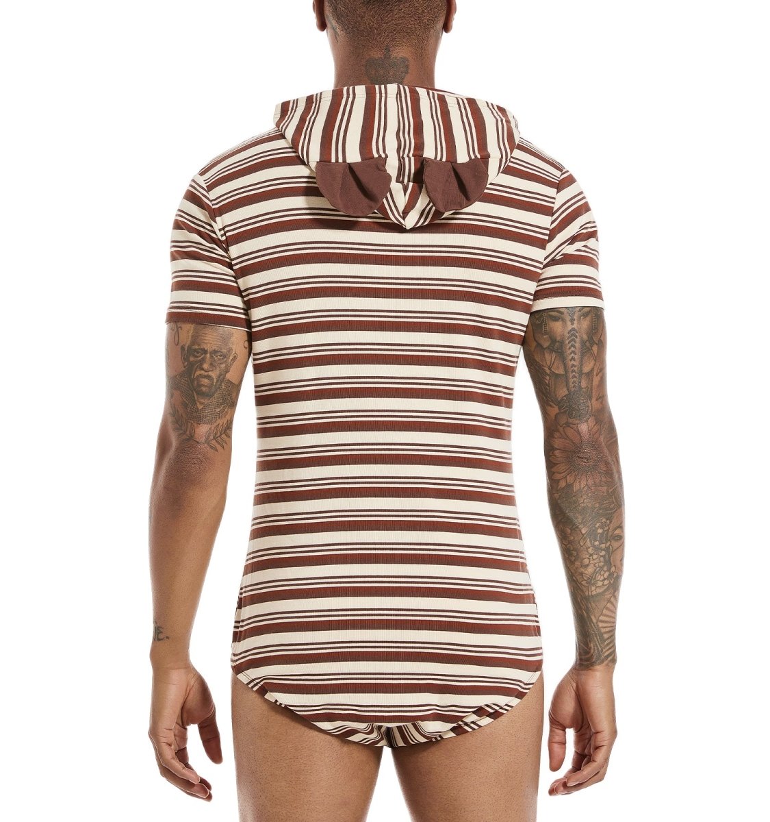 Landofgenie Men Thicker Cotton Onesie with Cap - Brown Color - landofgenie