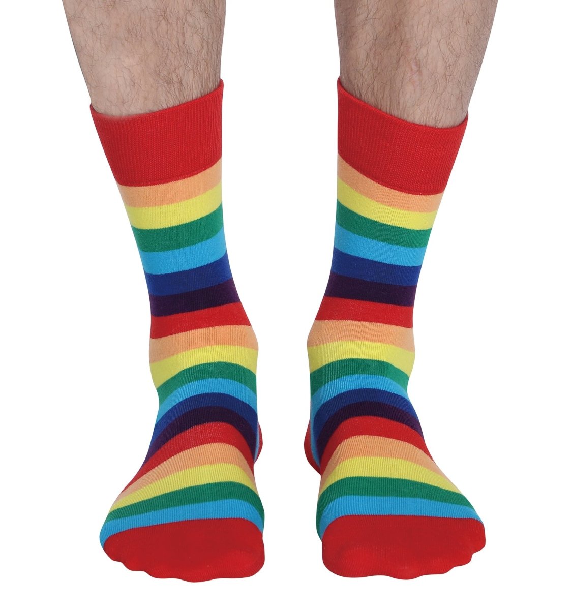 Landofgenie Men Women Rainbow LGBT Gay Happy Crew Socks- 2 Pairs - landofgenie