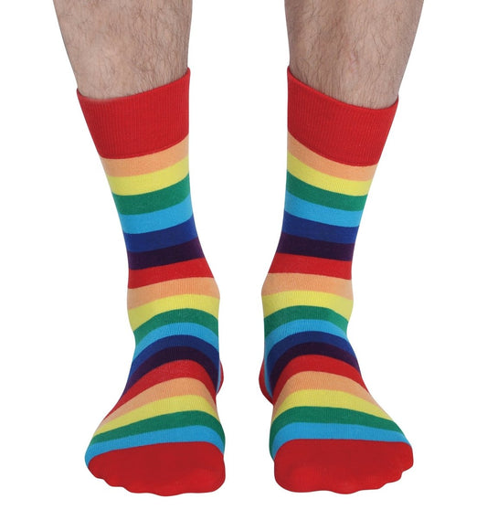 Landofgenie Men Women Rainbow LGBT Gay Happy Crew Socks- 2 Pairs - landofgenie