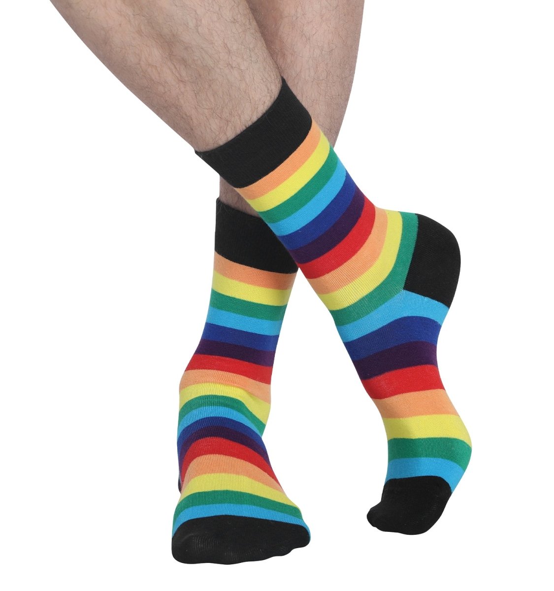 Landofgenie Men Women Rainbow LGBT Gay Happy Crew Socks- 2 Pairs - landofgenie