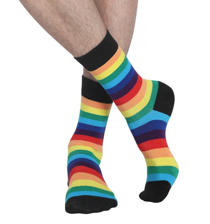 Landofgenie Men Women Rainbow LGBT Gay Happy Crew Socks- 2 Pairs - landofgenie