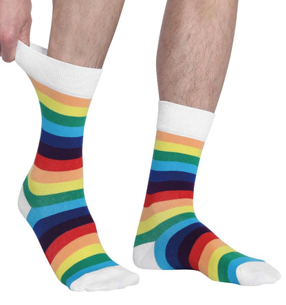 Landofgenie Men Women Rainbow LGBT Gay Happy Crew Socks- 2 Pairs - landofgenie