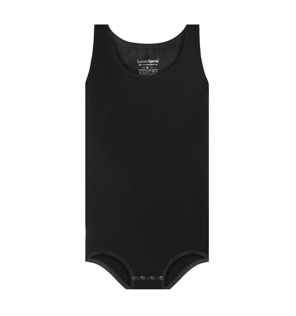 Landofgenie Mens Cotton Sleeveless Basic Bodysuit- Black - landofgenie