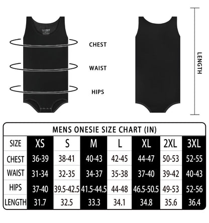 Landofgenie Mens Cotton Sleeveless Basic Bodysuit- Black - landofgenie