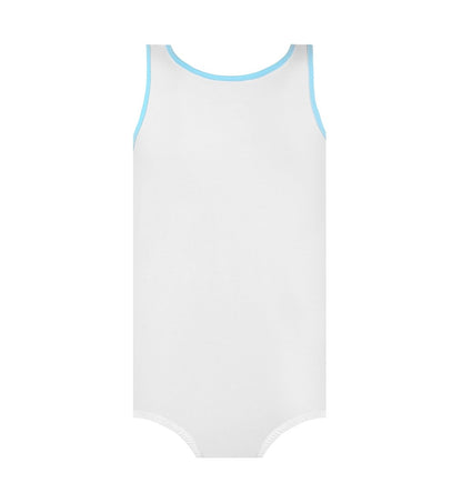 Landofgenie Mens Cotton Sleeveless Basic Bodysuit- White - landofgenie
