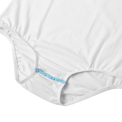 Landofgenie Mens Cotton Sleeveless Basic Bodysuit- White - landofgenie