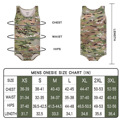 Landofgenie Mens Cotton Sleeveless Bodysuit - Camo Green - landofgenie