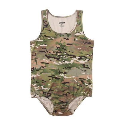 Landofgenie Mens Cotton Sleeveless Bodysuit - Camo Green - landofgenie