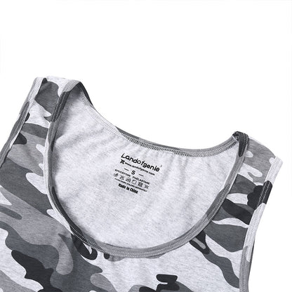 Landofgenie Mens Cotton Sleeveless Bodysuit - Camo Lt grey - landofgenie