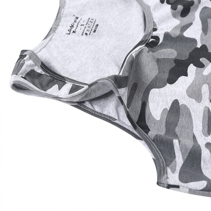 Landofgenie Mens Cotton Sleeveless Bodysuit - Camo Lt grey - landofgenie