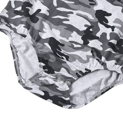 Landofgenie Mens Cotton Sleeveless Bodysuit - Camo Lt grey - landofgenie