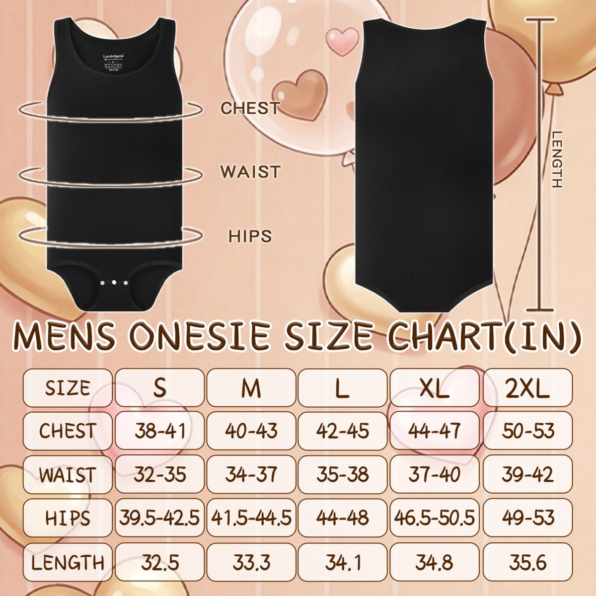 Landofgenie Mens Cotton Soft Ribbed Onesie - Black - landofgenie