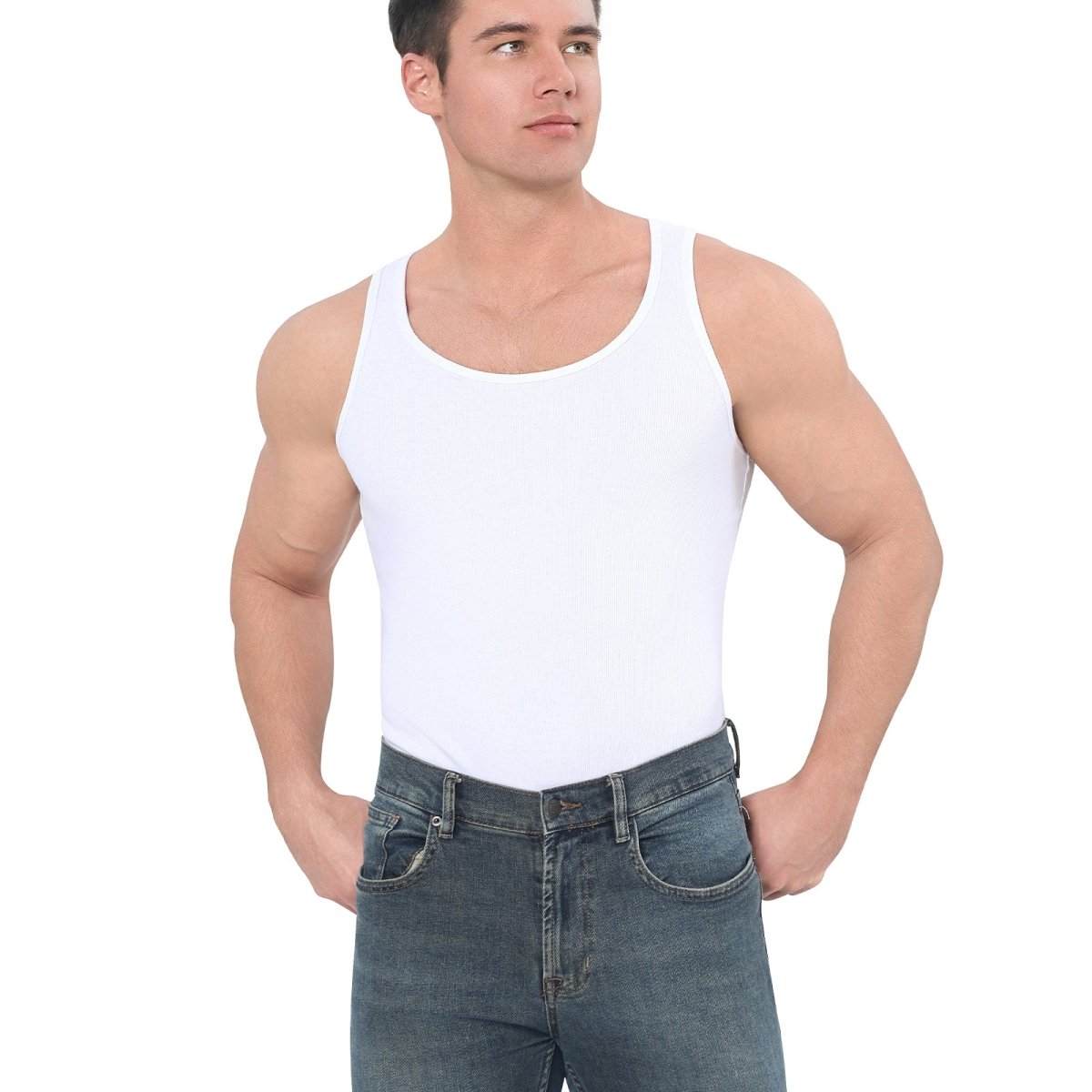 Landofgenie Mens Cotton Soft Ribbed Onesie - White - landofgenie