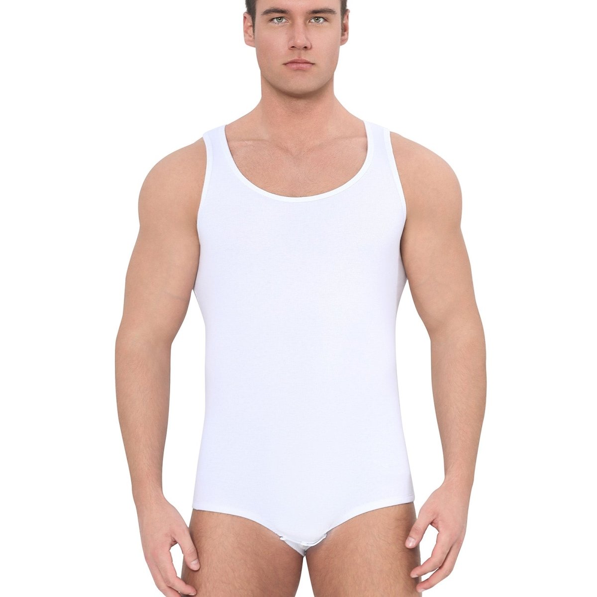Landofgenie Mens Cotton Soft Ribbed Onesie - White - landofgenie