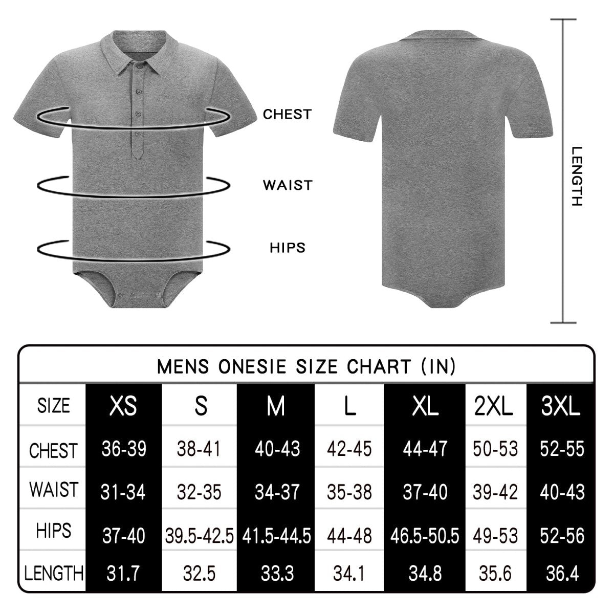Landofgenie Mens Jumpsuit Polo Shirt Casual Style - Grey - landofgenie