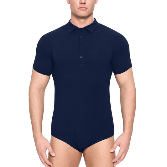 Landofgenie Mens Jumpsuit Polo Shirt Casual Style - Navy - landofgenie