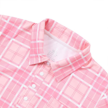 Landofgenie Mens Pink grid jumpsuit - landofgenie