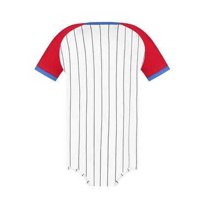 Landofgenie Mens Print Baseball Striped Onesie - Red - landofgenie