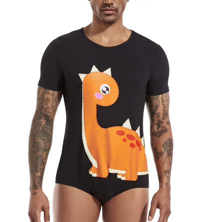 Landofgenie Mens Print Onesie - Dinosaur black - landofgenie