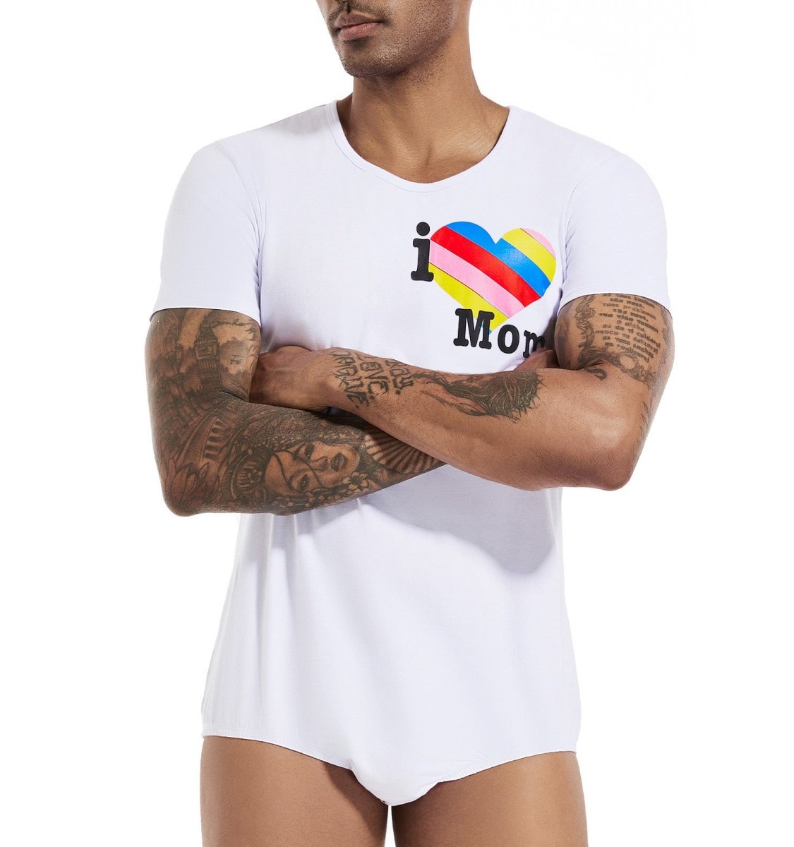 Landofgenie Mens Print Onesie - Rainbow hearts - landofgenie
