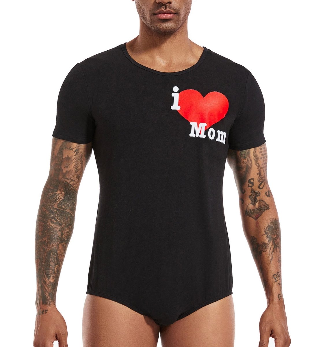 Landofgenie Mens Print Onesie - Red peach heart - landofgenie