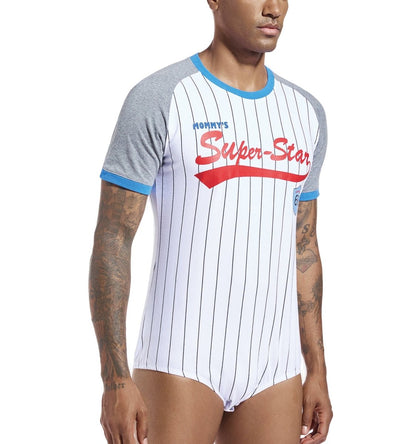 Landofgenie Mens Print Stripe Onesie -Baseball - landofgenie