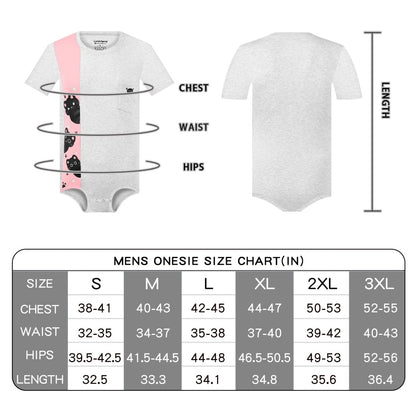 Landofgenie Mens Print Stripe Onesie - Kitten Pink - landofgenie