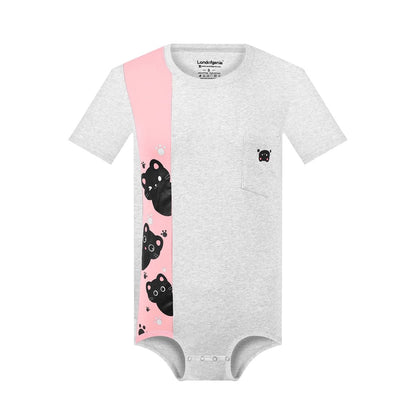 Landofgenie Mens Print Stripe Onesie - Kitten Pink - landofgenie