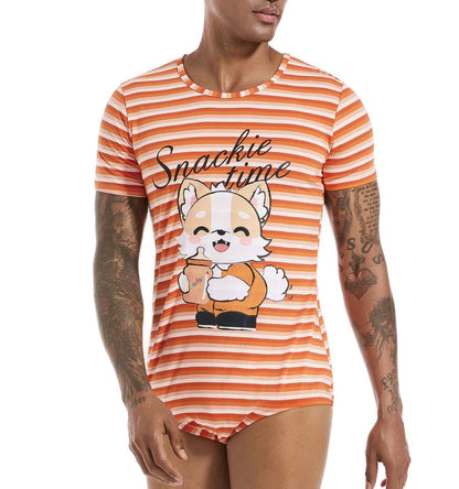 Landofgenie Mens Print Stripe Onesie -Snackie time - landofgenie
