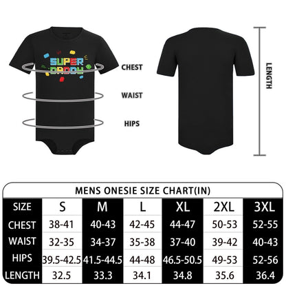 Landofgenie Mens Print Stripe Onesie -Super Daddy - landofgenie