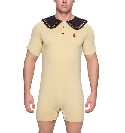 Landofgenie Mens Short Sleeve Bodysuit One Piece Pajamas - Captain - landofgenie