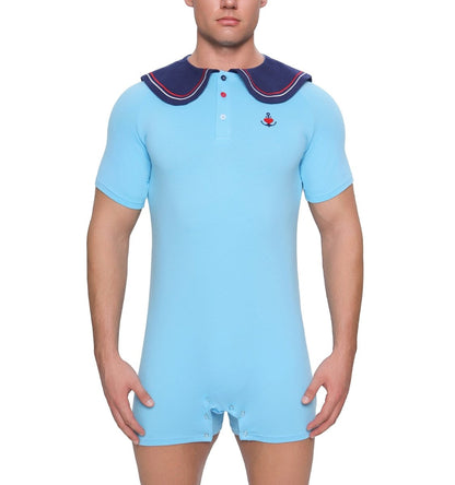 Landofgenie Mens Short Sleeve Bodysuit One Piece Pajamas - Captain - landofgenie