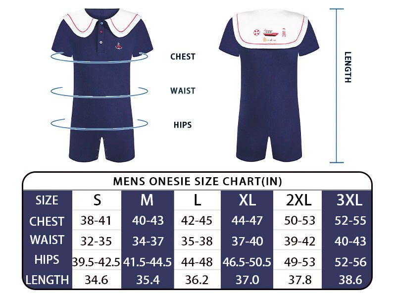 Landofgenie Mens Short Sleeve Bodysuit One Piece Pajamas - Captain - landofgenie
