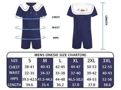 Landofgenie Mens Short Sleeve Bodysuit One Piece Pajamas - Captain - landofgenie